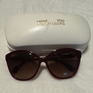 Diane Von Furstenberg Dark Red Sunglasses